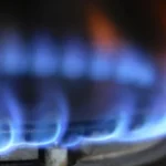Flames from a gas stove