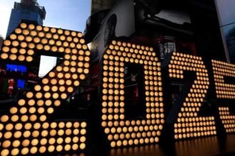 The numerals '2025’ arrive for the Times Square New Year's Eve 2025 celebrations in New York City, New York, US.