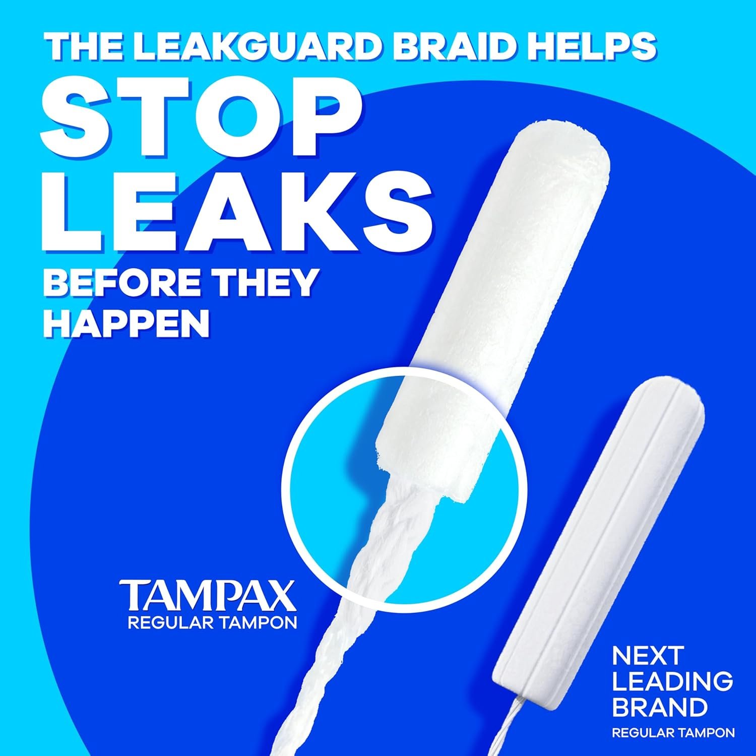 Tampax Pearl Tampons for Women, with LeakGuard Braid, Regular Absorbency, Unscented, 50 Count - Image 9