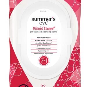 Summer's Eve Blissful Escape Feminine Wipes, Gentle pH-Balanced Formula Helps Control Vaginal Odor, Resealable Pack, 32 Wipes