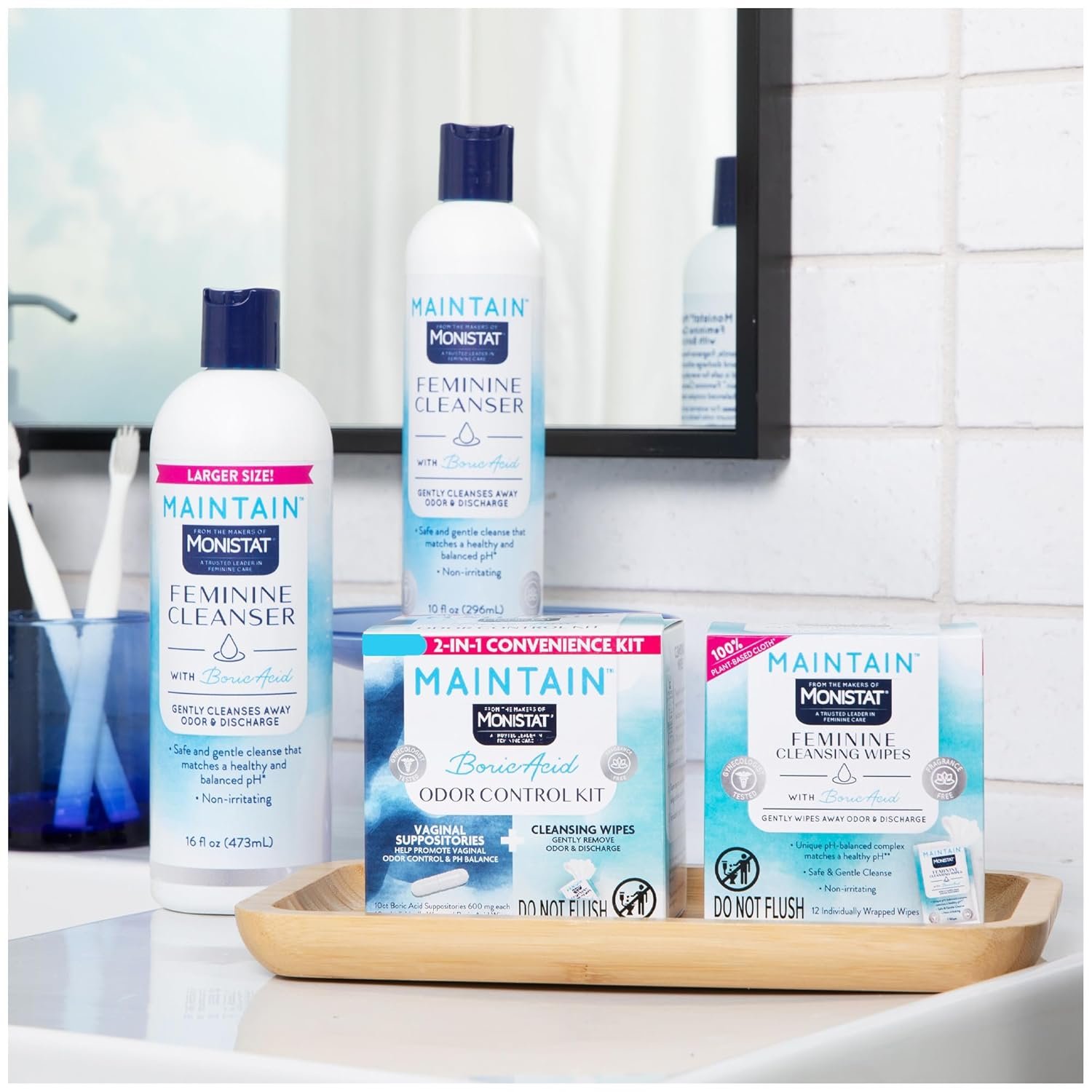 Monistat Maintain Feminine Wipes with Boric Acid for Feminine Care, Fragrance Free, 12 Ct - Image 3