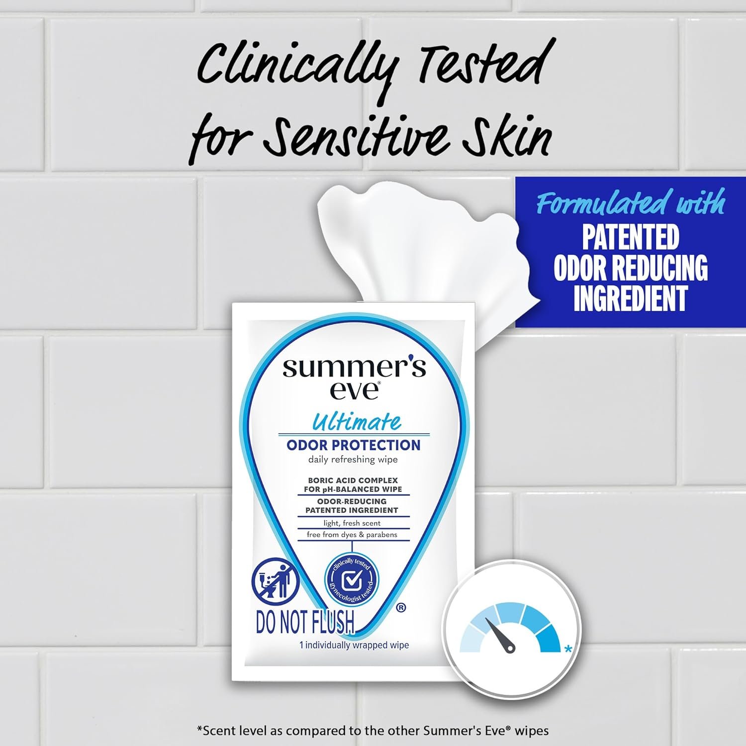 Summer's Eve Ultimate Odor Protection Daily Feminine Wipes, Gentle pH-Balanced Formula with Boric Acid Cleanses & Removes Vaginal Odor, Individually Wrapped Body Wipes, 12 Count - Image 5