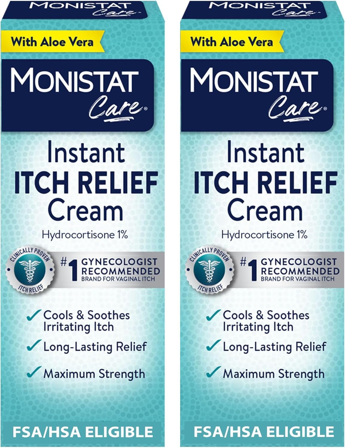 Monistat Instant Itch Relief Cream for Women, Maximum Strength Feminine Itch Care, 1 oz, 2 Pack