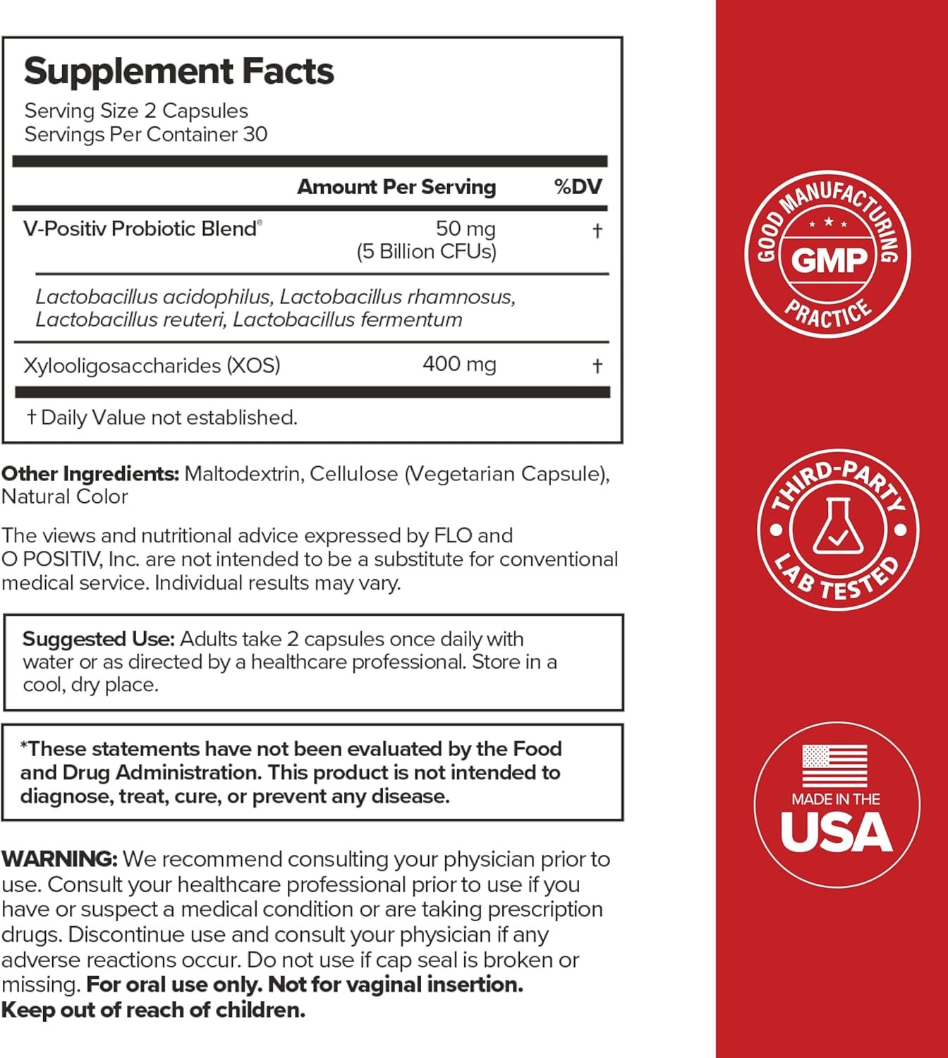 O Positiv URO Vaginal Probiotics for Women pH Balance with Prebiotics & Lactobacillus – Vaginal Health Supplement – Promote Healthy Vaginal Odor & Flora, 60 Count (Pack of 1), 1 Month Supply - Image 4