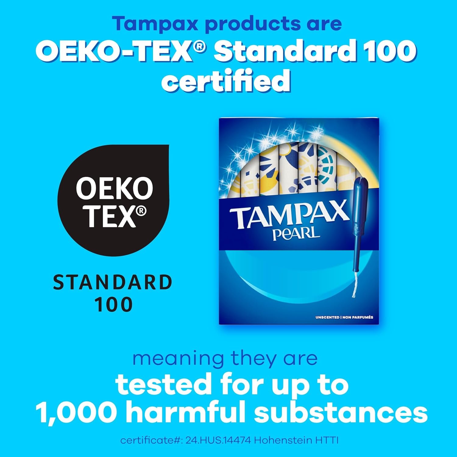 Tampax Pearl Tampons for Women, with LeakGuard Braid, Regular Absorbency, Unscented, 50 Count - Image 3