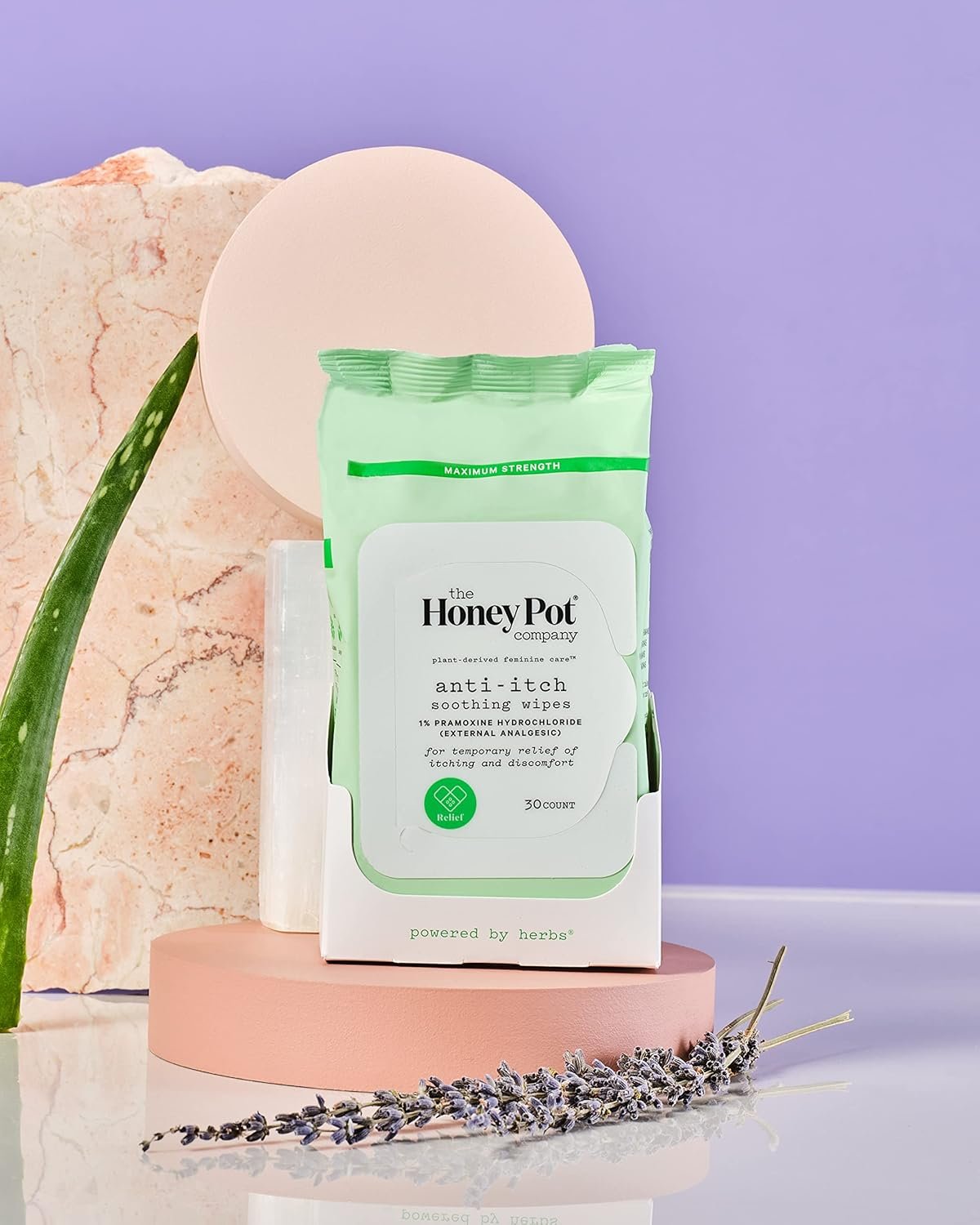 The Honey Pot Company - Anti-Itch Soothing Feminine Wipes - At Home or On the Go Medicated for Temporary Relief of Itching and Discomfort - Maximum Strength - 30 ct. - Image 7