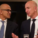 Microsoft's Satya Nadella (left) and Amazon founder Jeff Bezos (right) are bullish on India.