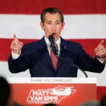 Campaign-style sign reading 'Thank you Tennessee!' with the name 'Matt Van Epps' below."