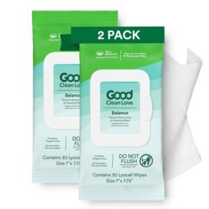 Good Clean Love Balance pH-Balanced Feminine Wipes, Supports Vaginal Health Naturally & Reduces Odor, Non-Irritating Moisturizing & Cleansing Hygiene Product Made with Organic Aloe, (60 Count)