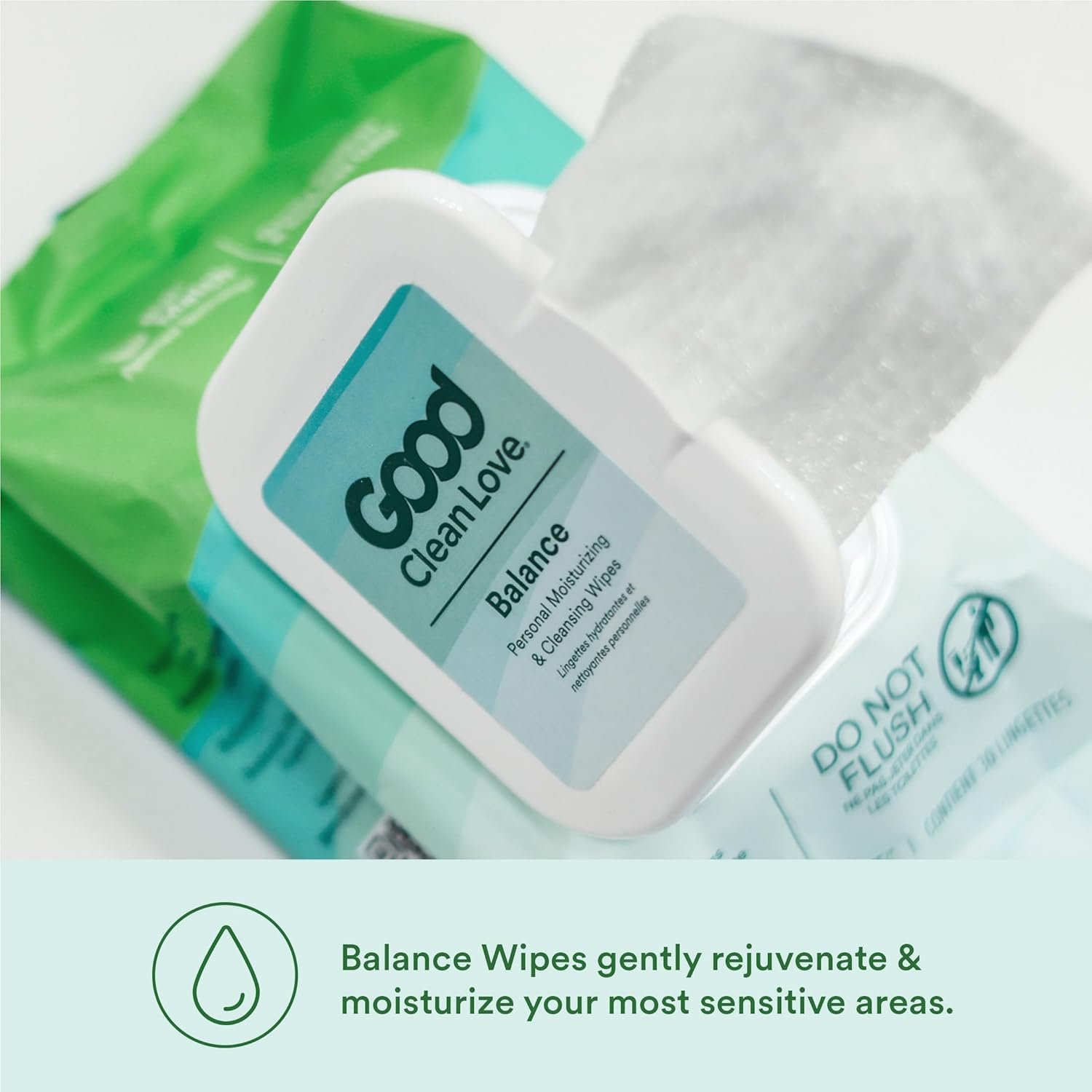 Good Clean Love Balance pH-Balanced Feminine Wipes, Supports Vaginal Health Naturally & Reduces Odor, Non-Irritating Moisturizing & Cleansing Hygiene Product Made with Organic Aloe, (60 Count) - Image 3