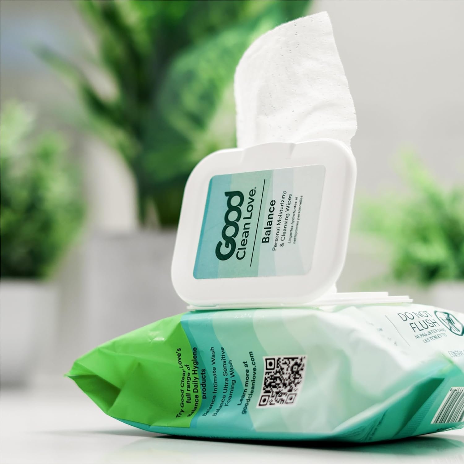 Good Clean Love Balance pH-Balanced Feminine Wipes, Supports Vaginal Health Naturally & Reduces Odor, Non-Irritating Moisturizing & Cleansing Hygiene Product Made with Organic Aloe, (60 Count) - Image 2