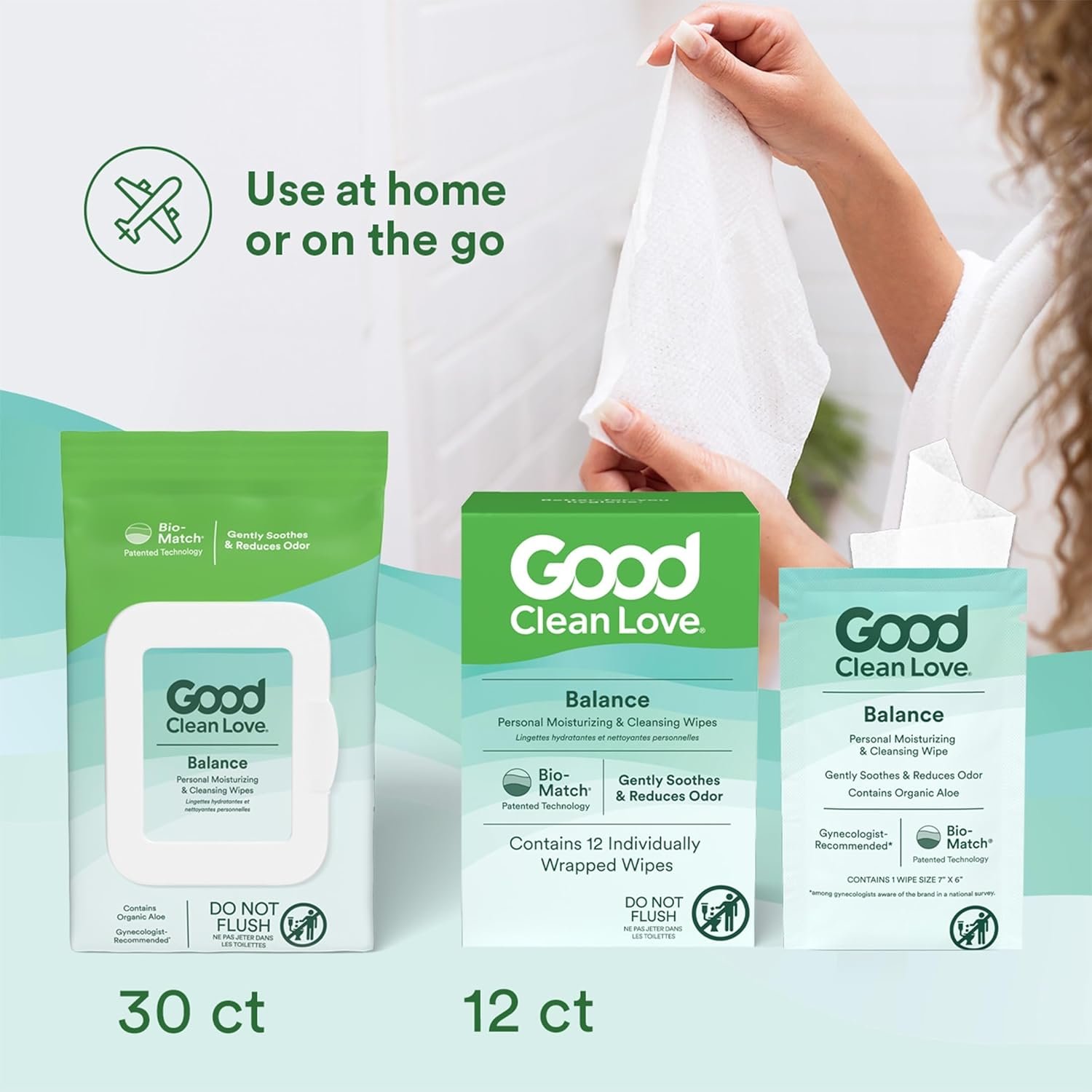 Good Clean Love Balance pH-Balanced Feminine Wipes, Supports Vaginal Health Naturally & Reduces Odor, Non-Irritating Moisturizing & Cleansing Hygiene Product Made with Organic Aloe, (60 Count) - Image 5