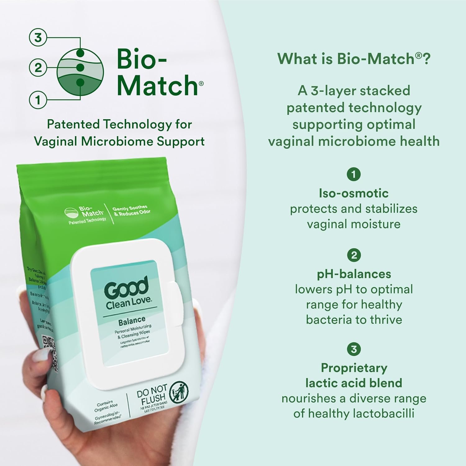 Good Clean Love Balance pH-Balanced Feminine Wipes, Supports Vaginal Health Naturally & Reduces Odor, Non-Irritating Moisturizing & Cleansing Hygiene Product Made with Organic Aloe, (60 Count) - Image 6