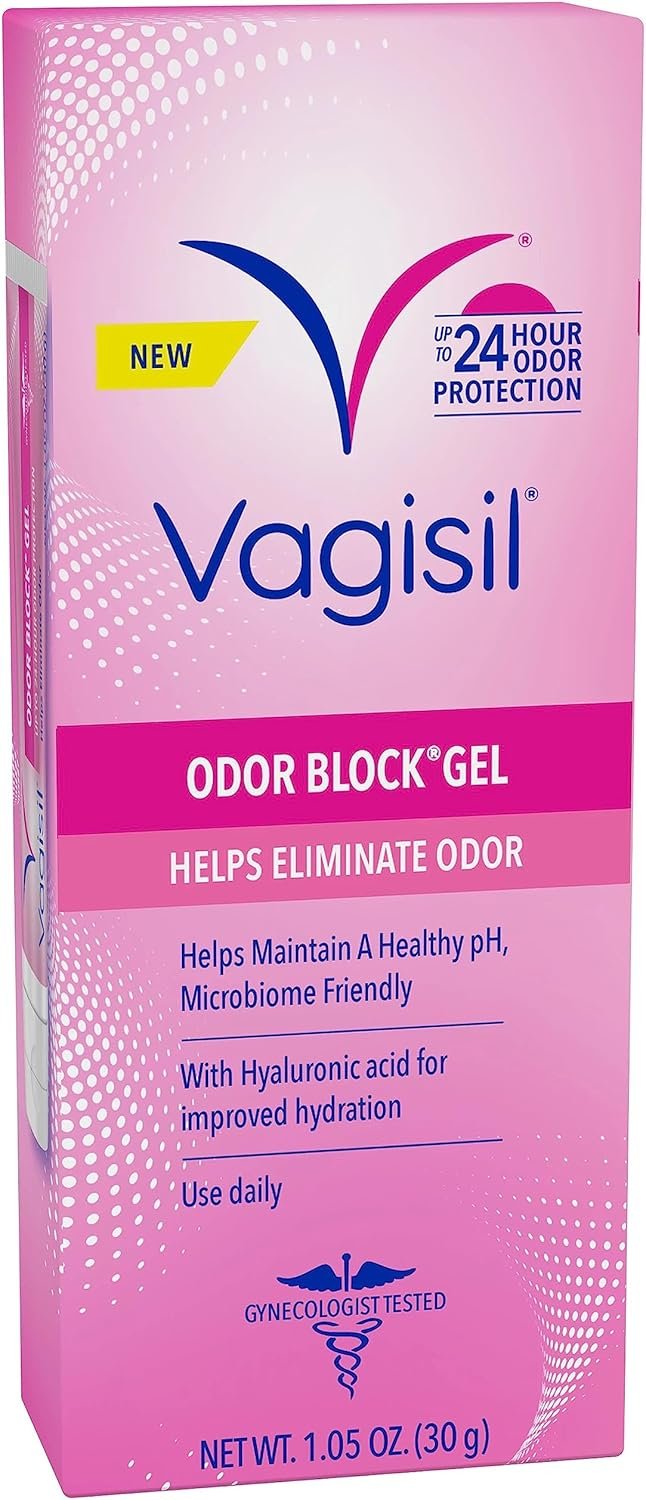 Vagisil Odor Block Gel with Hyaluronic Acid for Vaginal Health, Gynecologist Tested, Hypoallergenic, 1.05 Oz (Pack of 1)