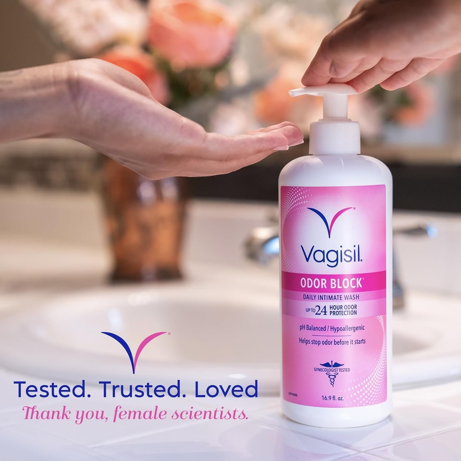 Vagisil Feminine Wash for Intimate Area Hygiene, Odor Block, Gynecologist Tested, Hypoallergenic, 16.9 oz with Pump (Pack of 2) - Image 2