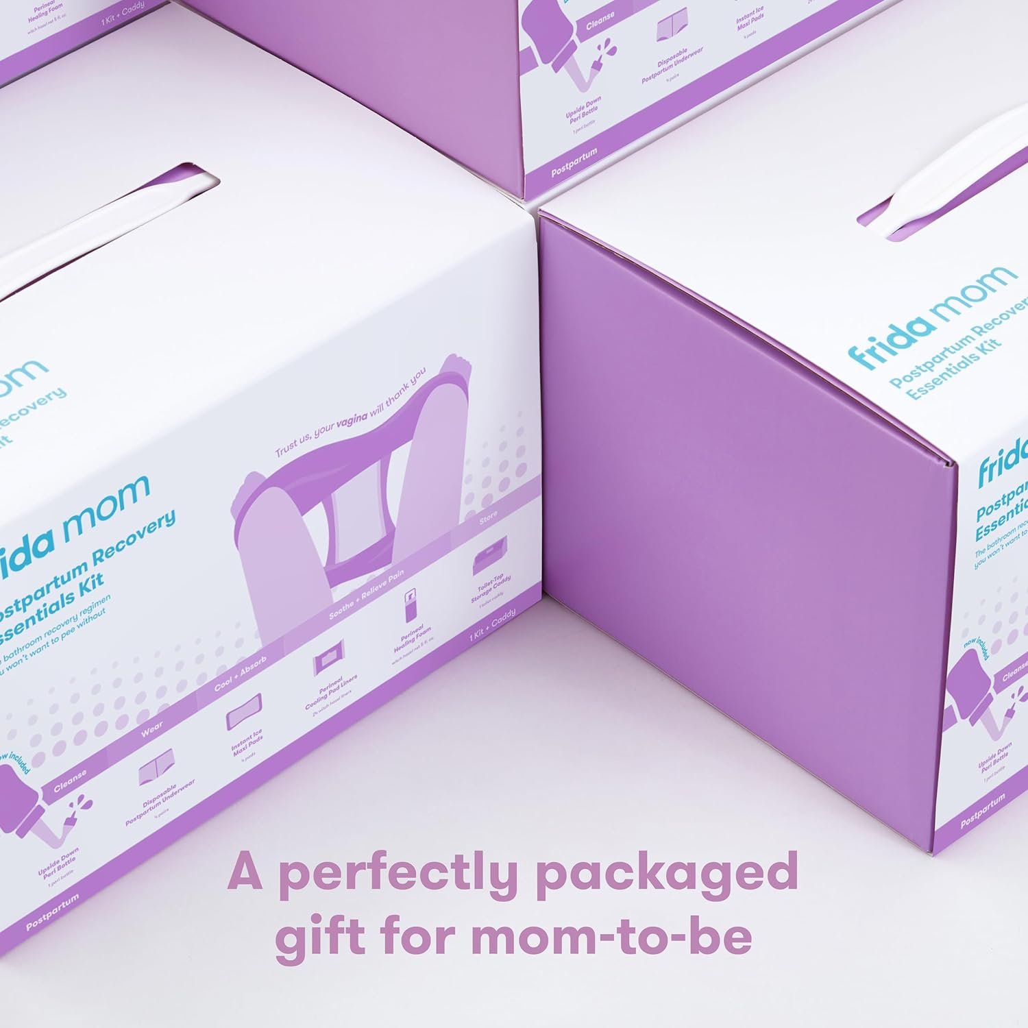 Frida Mom 11pc Postpartum Essentials Kit Gift Set, Hospital Bag Must Haves for New Mom, Includes 4 Disposable Postpartum Underwear, 4 Ice Maxi Pads, Perineal Healing Foam & 24 Pad Liners & Peri Bottle - Image 2
