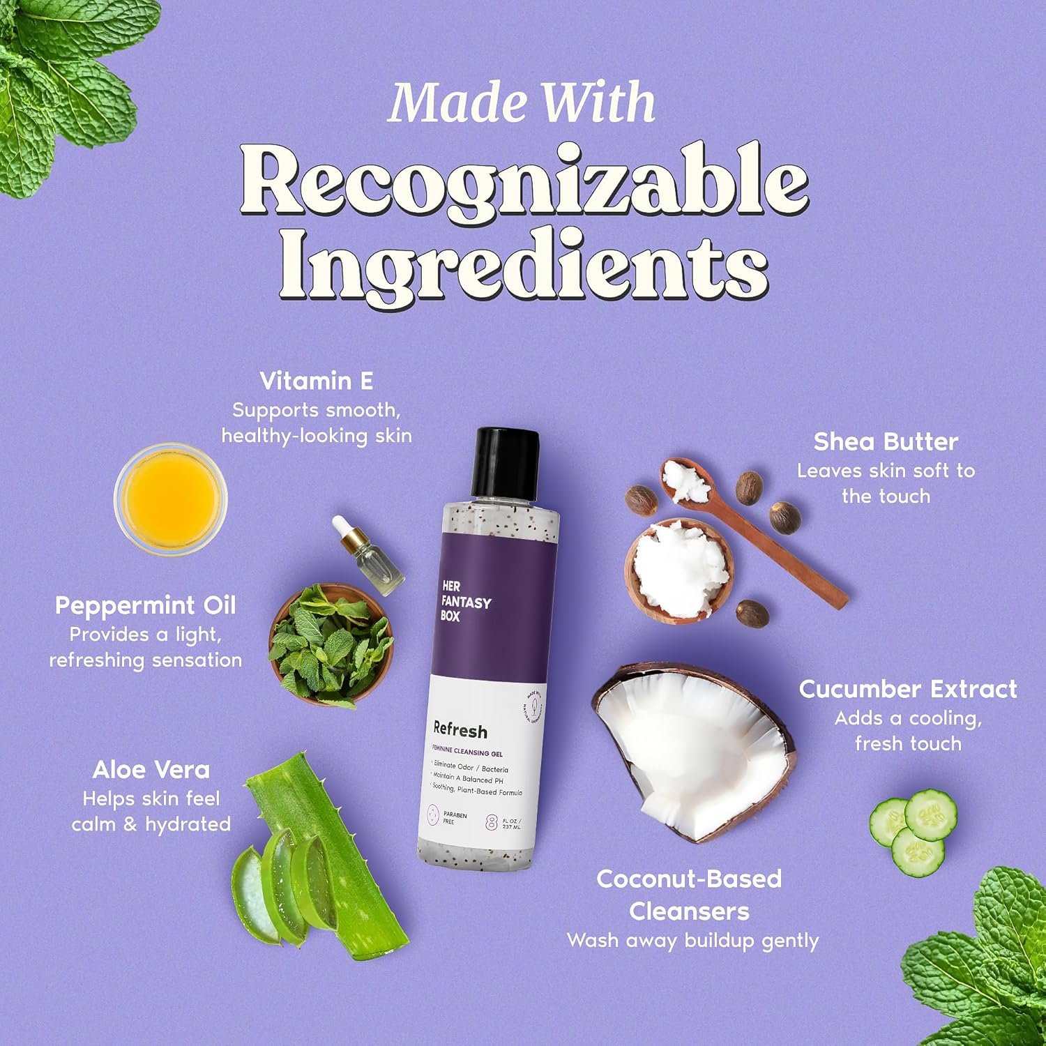 Her Fantasy Box | Refresh pH Balancing Shower Gel - Natural Feminine Hygiene Solution for Gentle Cleansing, Odor Control, and Skin Nourishment - pH-Balanced Formula for All Skin Types (8 oz) - Image 7