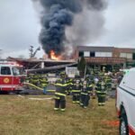 Two people died and dozens were hurt after explosions and a fire caused a partial collapse at a Pennsylvania nursing home, officials say.