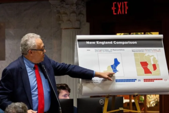 Senator Mike Gaskill argued in support of the redistricting bill.