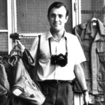 Peter Arnett, Pulitzer Prize winning war correspondent, during field reporting in a conflict zone