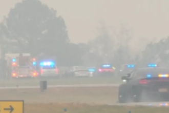 Small corporate jet engulfed in flames after crashing at Statesville Regional Airport in North Carolina