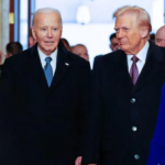 Plaque under President Joe Biden’s portrait at the White House claiming election and migration controversies.