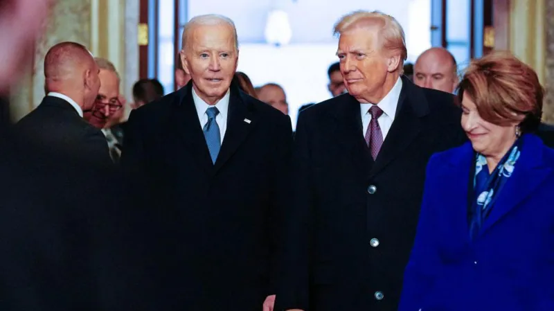 Plaque under President Joe Biden’s portrait at the White House claiming election and migration controversies.