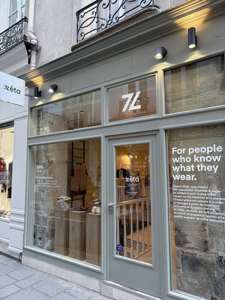 Zeta smart shoes Saudade collection on display at Paris Marais pop-up, eco-friendly footwear made in Portugal