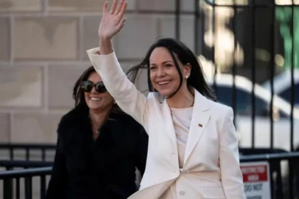 Venezuelan opposition leader María Corina Machado gives her Nobel Peace Prize medal to Trump, calling it recognition of his commitment to Venezuela’s freedom.