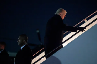 Air Force One landing back at Joint Base Andrews after takeoff