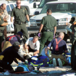 Emergency responders transport a critically injured individual after a Border Patrol shooting in Arizona