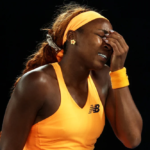 Coco Gauff reacting emotionally after her quarterfinal loss at the Australian Open