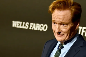 Conan OBrien speaks during an interview as he explains why angry Trump jokes have replaced real comedy