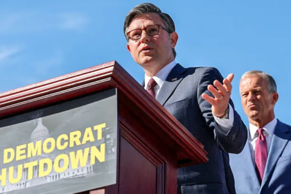 Lawmakers in the U.S. Capitol discussing the $174 billion spending bill to prevent a government shutdown on January 30, 2026.