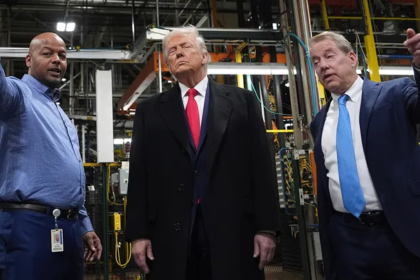 Ford worker Trump exchange during Michigan plant visit with UAW union support