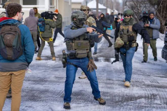 ICE agents carrying out an immigration operation in Minneapolis after a fatal shooting sparked protests