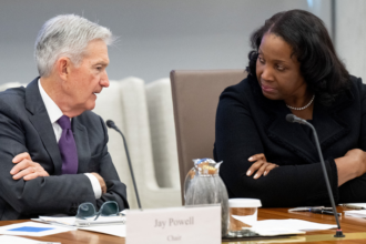 Justice Brett Kavanaugh during Supreme Court oral arguments on Federal Reserve case