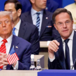 NATO Secretary-General Mark Rutte speaking at Davos with President Donald Trump present