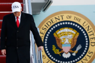President Donald Trump speaking during his second term as debates grow over the economy trade and midterm elections