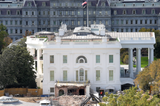 White House East Wing demolition site as officials explain structural damage and plans for a new ballroom