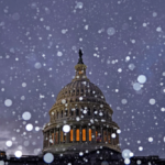 Map showing winter storm forecast across the United States