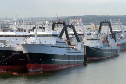 Commercial fishing boat working in the North Atlantic as debate grows over U.S. seafood and national security