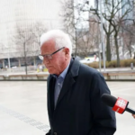 Frank Stronach arriving at Toronto courthouse for sexual assault trial