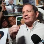 Juan Pablo Guanipa speaking to supporters in Caracas before being seized again