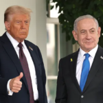 Netanyahu shaking hands with Trump ahead of U.S. visit to discuss Gaza and Iran
