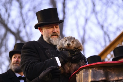 Punxsutawney Phil sees his shadow and predicts six more weeks of winter in Pennsylvania