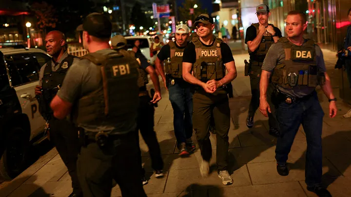 Law enforcement officers patrol Washington DC during Trump crime crackdown