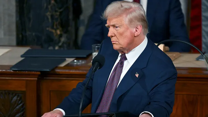 President Donald Trump speaking before Congress during a State of the Union address