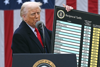 President Donald Trump discussing tariffs and trade revenue as Supreme Court cases loom