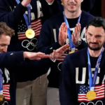 President Donald Trump introducing the gold medal winning Team USA men’s hockey team during the State of the Union as lawmakers applaud
